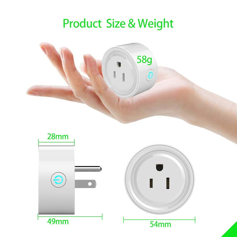 Smart Plug WiFi Mini Socket Smart Outlet, funciona con Alexa y Google Home, no requiere Hub, controla tus dispositivos a distancia