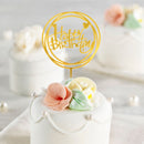 Happy Birthday Cake Topper Acrylic Gold Silver Cake Flag Cupcake Topper For Boy Girl Birthday Party Decorations Wedding Supplies