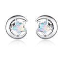 WOSTU 925 Sterling Silver Opal Stud Earrings Cat Unicorn Heart Blue Opal Earrings For Women Original Silver 925 Jewelry