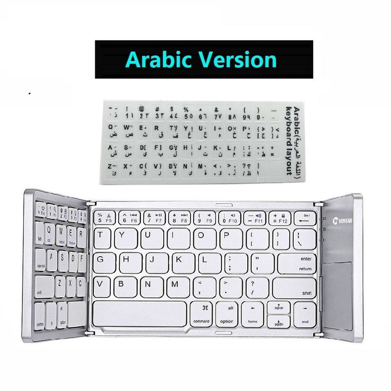 Folding Bluetooth Keyboard Wireless Klavye English/Russian/Spanish/Arabic/Hebrew/Portugues for IOS/Android/Windows ipad Tablet