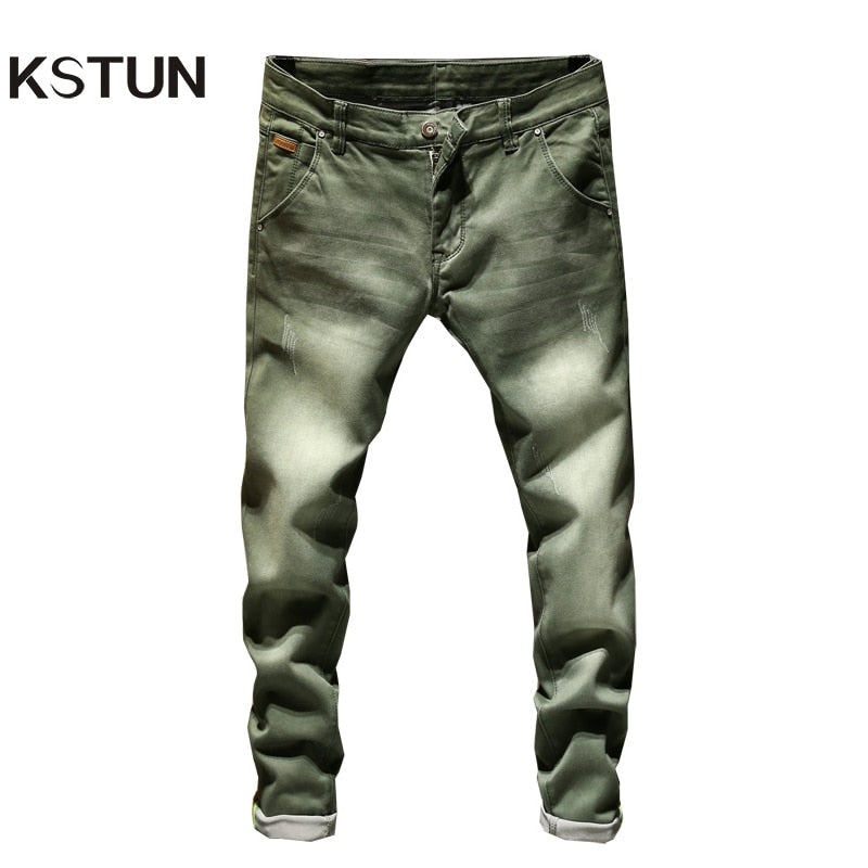 KSTUN Jeans Hombre Skinny Stretch Mens Colourd Jeans Moda Slim Fit Jeans Pantalones casuales Pantalones Jean Hombre Verde Negro Azul Blanco