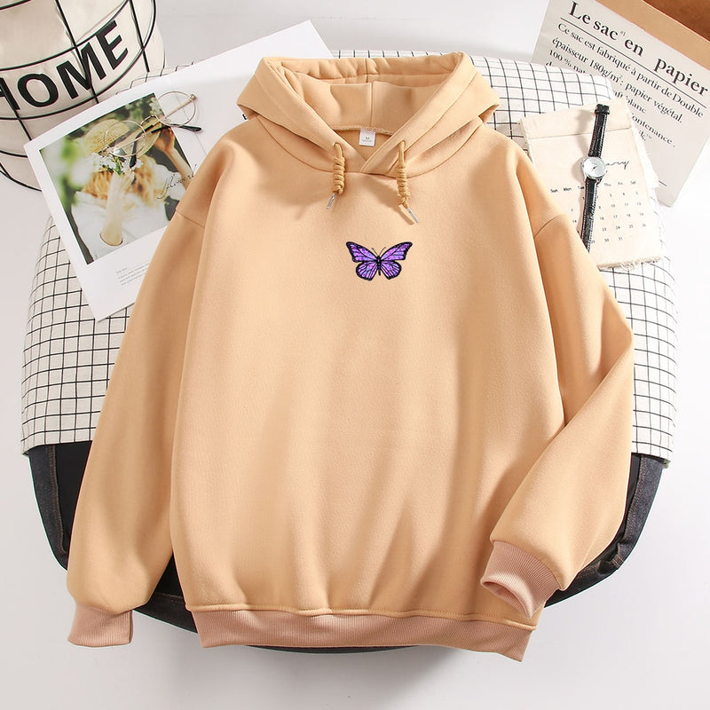 Damen Sweatshirts Hoody Butterfly HOODIE NEU 2020 Student's Vielseitiges Top Kpop Hiphop Sweatshirt Literarischer Vintage Kapuzenmantel