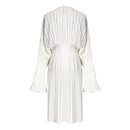 TWOTWINSTYLE Vintage Pleated Dress Women Flare Long Sleeve V Neck Dresses Female Fashion Clothes 2022 Spring Summer New