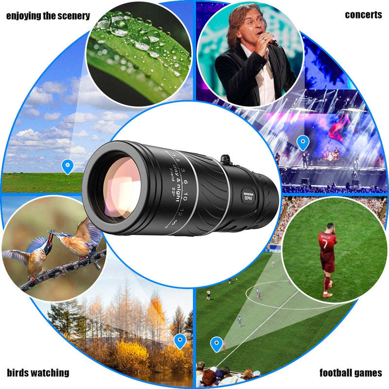 APEXEL Monocular Telescope Professional 16x52 BAK4 Prism Focus Zoom Lens Optical Night and Day Vision Outdoor Camping Tourism