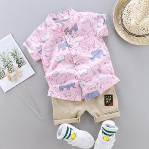 Conjunto de ropa de verano para bebés, camisa de manga corta con estampado de dinosaurio de dibujos animados para niños y pantalones de 1, 2, 3 y 4 años, atuendo para niños pequeños