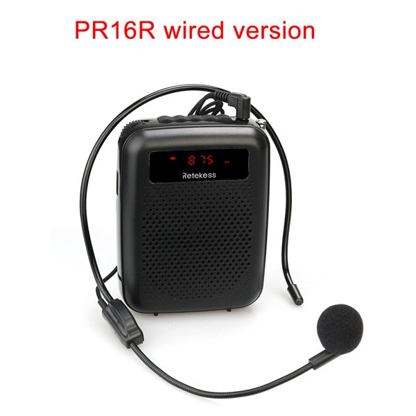 RETEKESS PR16R Megaphon, tragbarer Sprachverstärker, Mikrofon, Lautsprecher, 12 W, UKW-Aufnahme, MP3-Player, UKW-Radio, Reiseführer-Unterricht