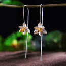 Lotus Fun Real 925 Sterling Silver Natural Original Handmade Fine Jewelry Cute Blooming Flower Fashion Drop Earrings for Women