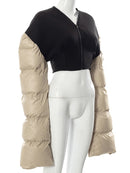 Sisterlinda Frühlings-Patchwork-Daunen-Puffermantel-Frauen-Jacke Extra lange Ärmel Warme Blasen-Weihnachts-Crop-Oberbekleidung-Damen-Outfit