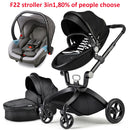 Baby Stroller 3 in 1,Hot Mom travel system High Land-scape stroller with bassinet  Folding Carriage for Newborns baby,F22