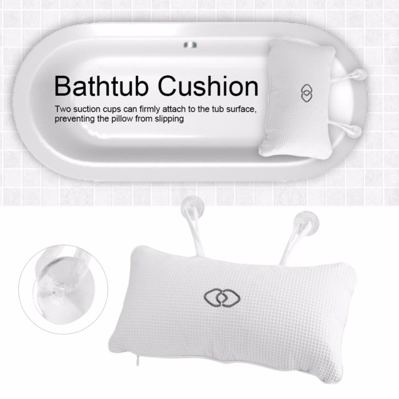 SPA Non-Slip Bath Pillow with Suction Cups Bath Tub Neck Back Support Headrest Pillows Thickened Home Cushion Accersory jacuzzi