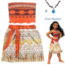 2020 Princess Moana Cosplay Costume for Children Vaiana dress Costume with Necklace for Halloween Costumes for Kids Girls Gifts