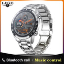 LIGE 2021 New Smart Watch Men Full Touch Screen Sports Fitness Watch Waterproof Bluetooth Call For Android iOS Smartwatch Mens