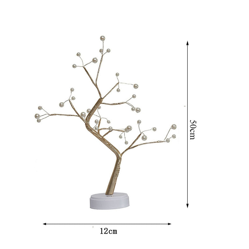 Alambre de cobre LED forma de árbol noche con Sensor táctil interruptor decoración batería USB Led lámpara de mesa luz de mesa