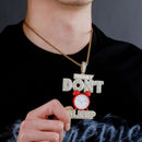 TOPGRILLZ Alarm Clock Pendant Necklace With Letter "MONEY"'DON'T SLEEP'' Full Iced Out Cubic Zirconia Luxury Fashion Jewelry