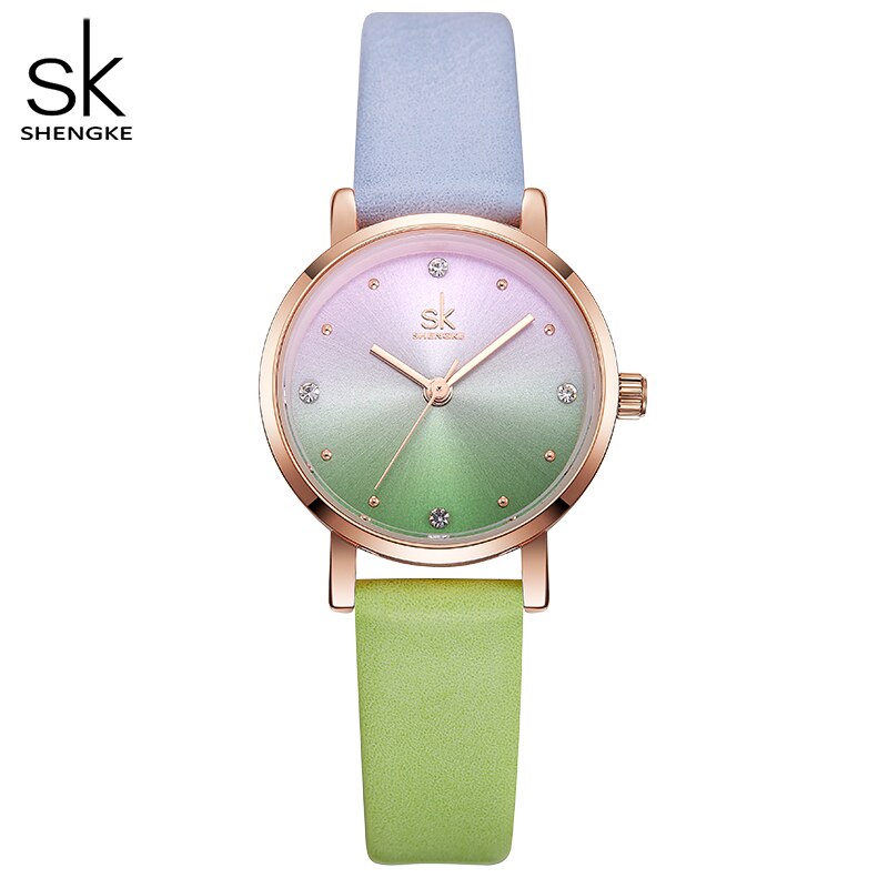 Shengke Creative Color Leder Uhren Damen Damen Quarzuhr Relogio Feminino SK Damen Armbanduhr Montre Femme