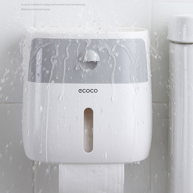 Soporte de papel higiénico a prueba de agua, soporte de plástico para toallas de papel, estante de baño montado en la pared, caja de almacenamiento, portarrollos de baño portátil