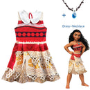 2020 Princess Moana Cosplay Costume for Children Vaiana dress Costume with Necklace for Halloween Costumes for Kids Girls Gifts