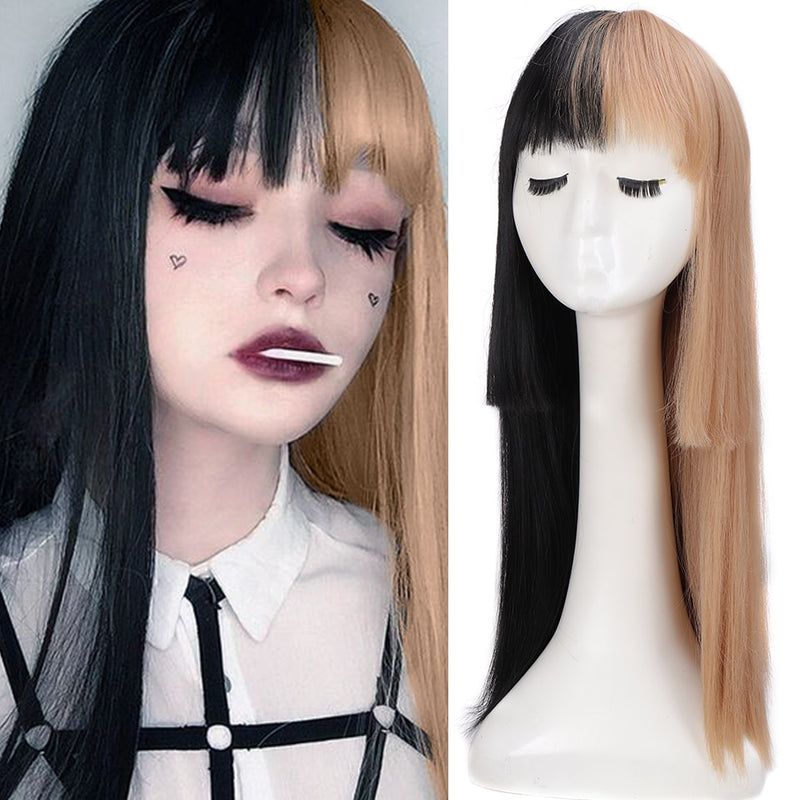 SHANGKE Synthetische Rot Schwarz Blond Weiß Lolita Perücken Für Frauen Lange Gerade Perücke Mit Pony Genshin Impact Cosplay Perücke