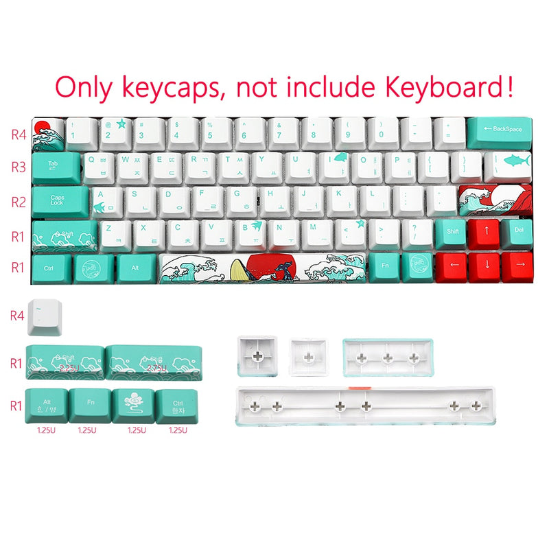 Mechanische Toetsenbord Coral Sea Keycap dz60/poker/GK61/GK64 Dye Sublimation PBT Keycap OEM 71 key Korean Japanese Character