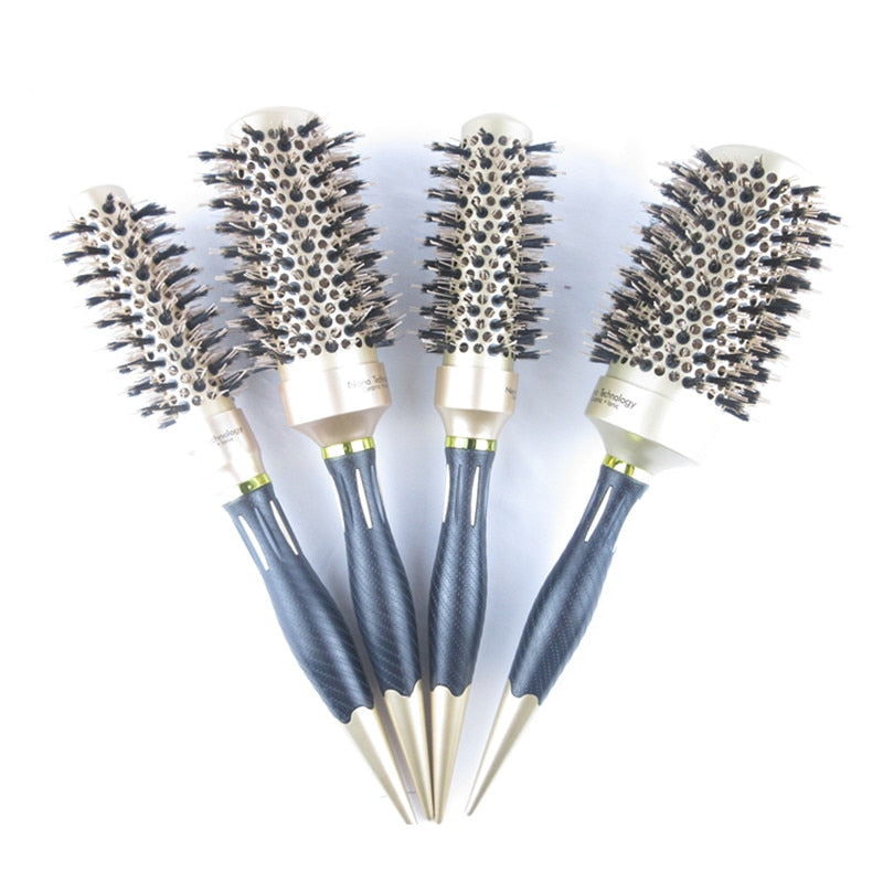 Professional 4 Sizes Round Hair Comb Curling Hair Brushes Comb Ceramic Iron Barrel Comb Hairdressing Styling Tools Wholesale 30#