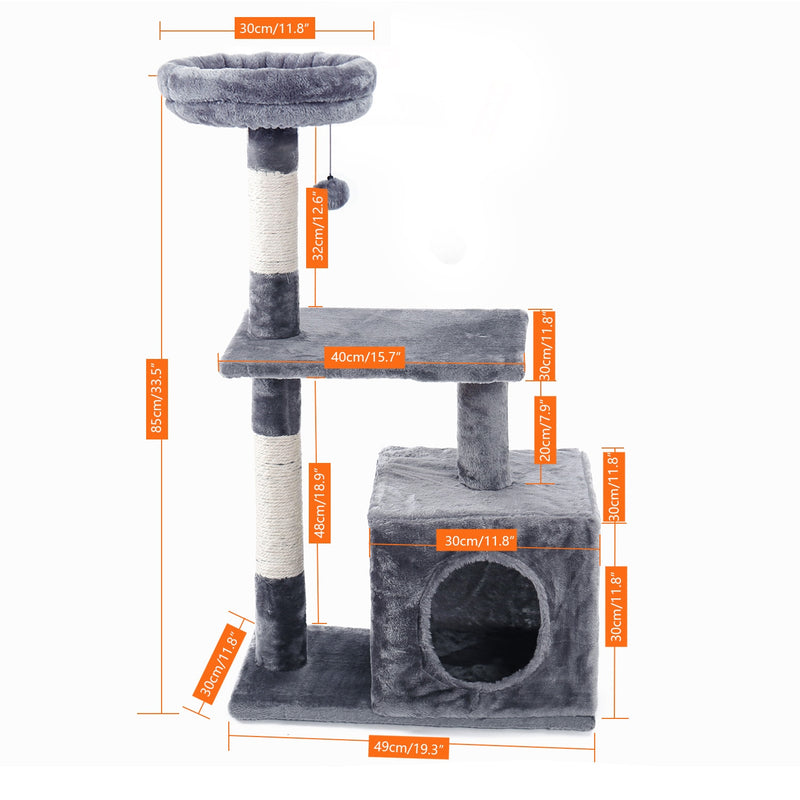 Inches Multi-Level Cat Tree Modern Cat Activity Tower with Sisal Scratching Posts Hammock and Extra-Large Top Perch Cat Toy