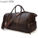 Big Capacity Genuine Leather Travel Bag For Men Women Soft Black Cowhide Casual Travel Duffel Large Luggage Weekend Shoulder Bag