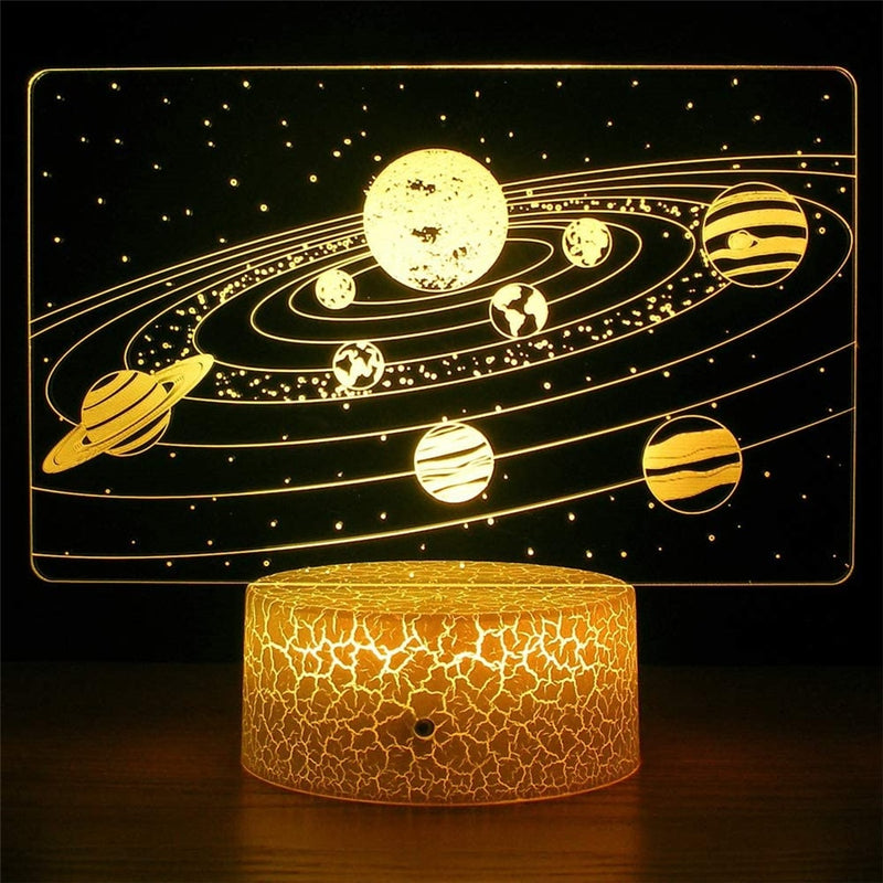 USB 16 Colors Night Light&24 Key Remote Solar System 3D Illusion Lamp Universe Space Kids Boys Girls Birthdays or Holidays Gifts