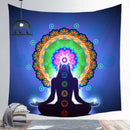 Indian Buddha Statue Meditation 7 Chakra Tapestry Wall Hanging Mandala Tapestries Wall Cloth Psychedelic Yoga Carpet Boho Decor
