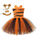 Tiger Girls Tutu Dress Outfit Zoo Animal Toddler Baby Girl Fancy Performance Birthday Party Dresses Kids Halloween Costumes Set