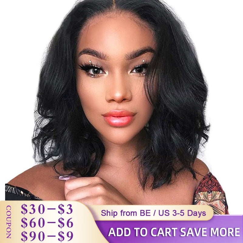 Uneed Body Wave Lace Front Pelucas de cabello humano Remy Brazilian Hair Body Wave Peluca corta 13X4 Lace Front Pelucas Bob Lace Closure Pelucas