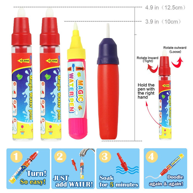 120*90cm Funny Magic Water Drawing Coloring Book Doodle Mat with 4 Magic Pen Painting Drawing Board For Kids Toys Birthday Gift