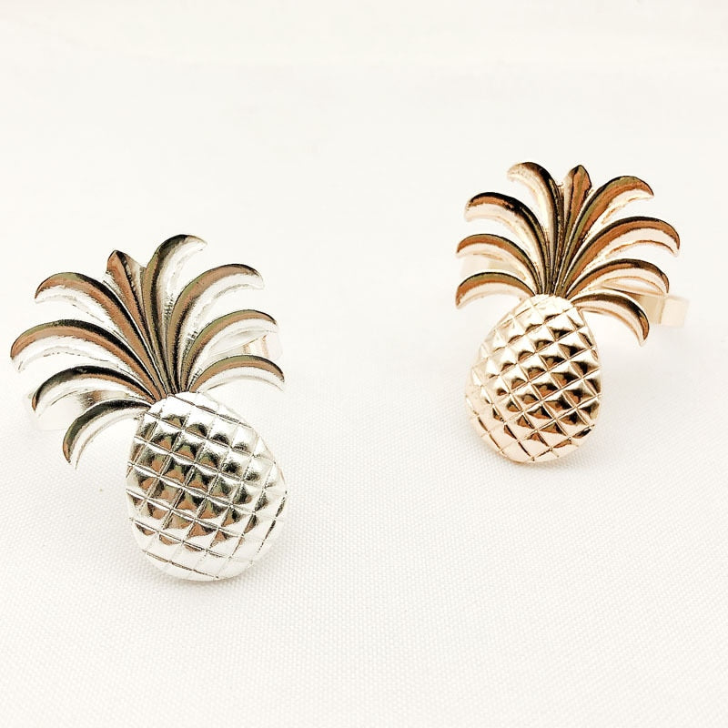 10 teile/los heißer verkauf ananas serviettenring metallüberzug serviettenring ring stehen hochzeit urlaub party tischdekoration