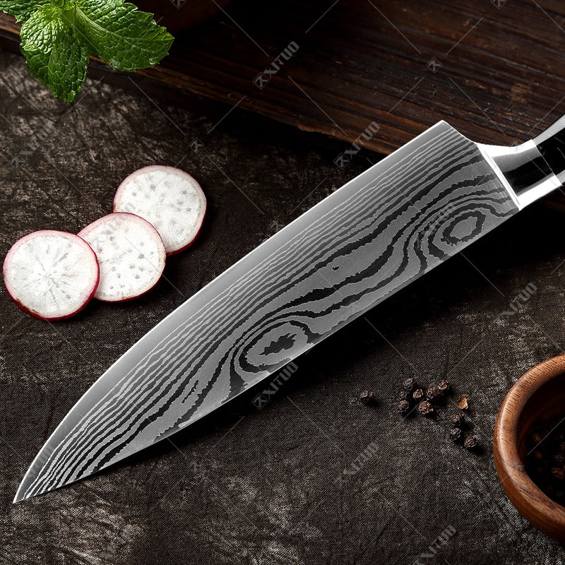 XITUO 8&quot; inch japanese kitchen knives Damascus surface Chef Knife wood handle Japan steel Santoku Cleaver Utility Knives tool