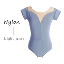 Ballet Leotards for Girls Women Sexy Neckline Cotton Soft Mesh Black White Gymnastics Leotard Ballet Dancing Costumes