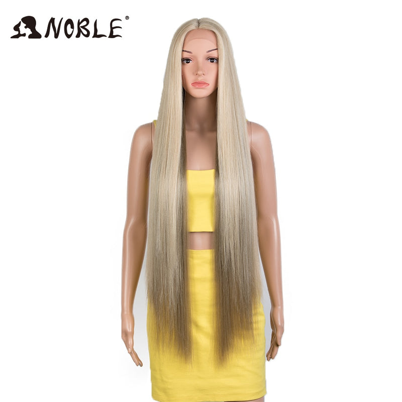 Noble Cosplay Wigs For Black Women Straight Synthetic Lace WIg 38 Inch Ombre Blonde Lace Wig Cosplay Blonde Synthetic Lace Wig