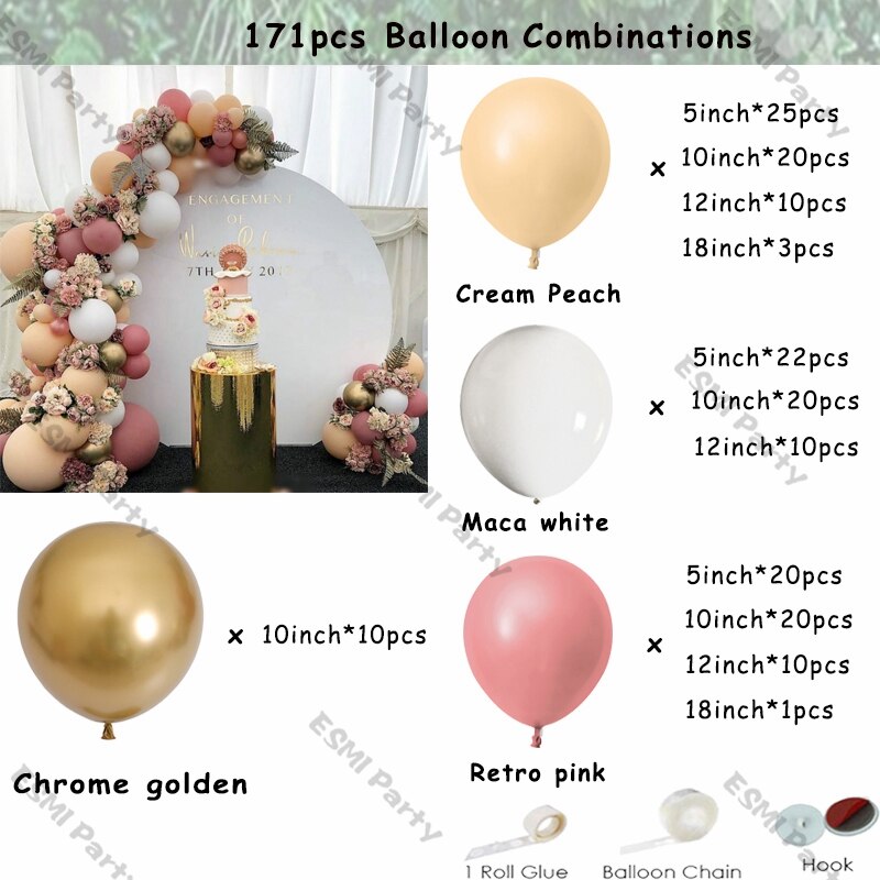 Doble polvo rosa Boho boda compromiso decoración cromo rosa oro desnudo globos guirnalda globo arco Global cumpleaños Decoración