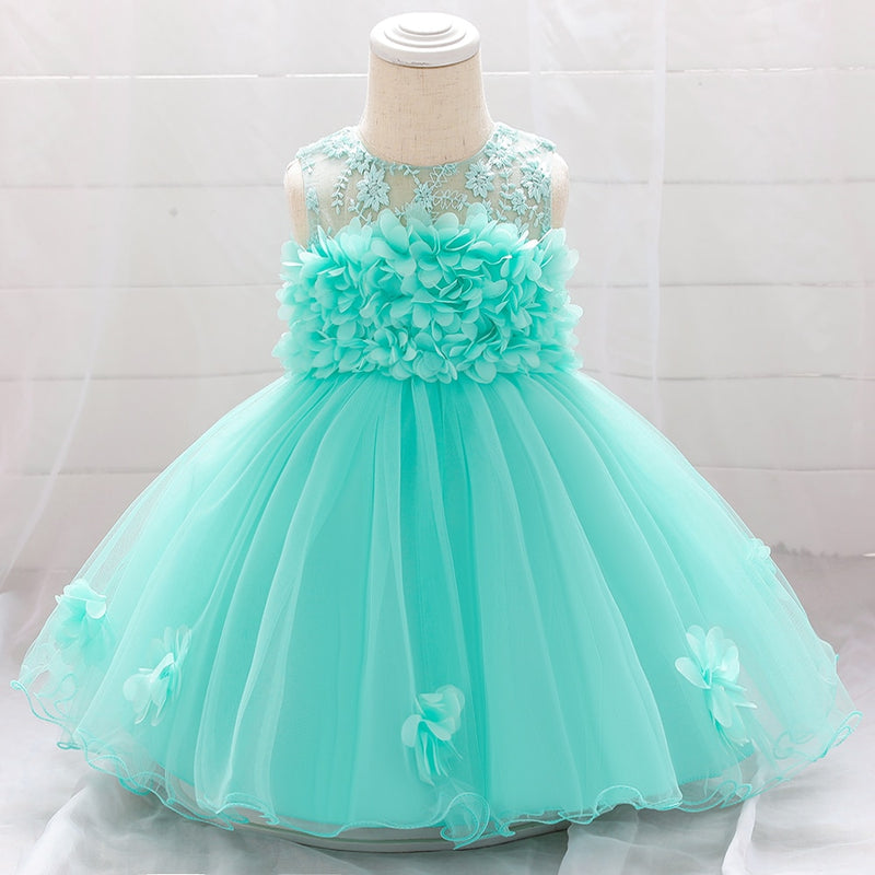 2022 Baby Girl Party Dresses Newborn Baby Baptism Dress For Girls Birthday Princess Clothes Beading Infant Wedding Dress