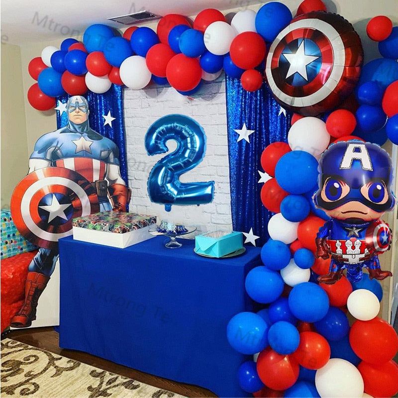 1 Juego de globos de superhéroe Capitán América decoraciones para fiesta de cumpleaños decoración de ducha de bebé niños fiesta personaje de dibujos animados Globos