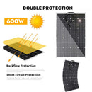 600w 1200w ETFE Solar Panel 12v Photovoltaic Home System Inverter Complete Kit Solar Cell Battery Charger For Car Boat Camping