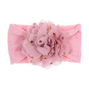 Nishine Soft Stretch Satin Rose Flower Baby Headband Newborn Knot Wide Nylon Headwraps Turban Girls Headwear Kids Photo Props