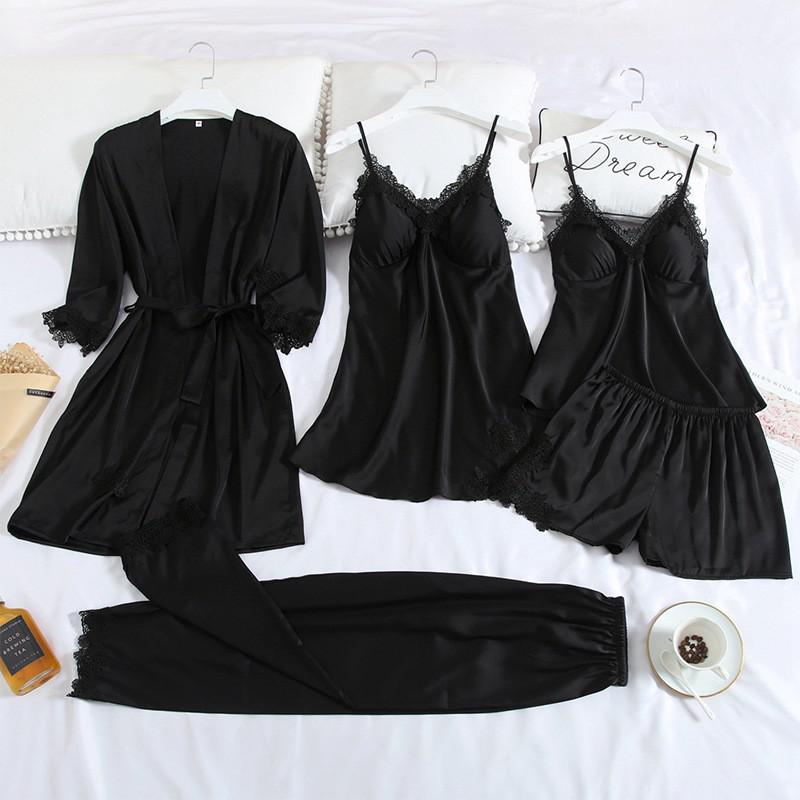 Sexy Print Bride Wedding Robe Set Soft Sleepwear Women Summer Satin Nightwear Bathrobe Homewear Sleep Set Short Nightdress