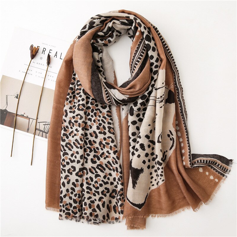 2021 Fashion Women Gradient Leopard Print Scarf Soft Pretty Big 180*100cm Leopard Stole Thin Warm Large Shawls cachecol Wraps