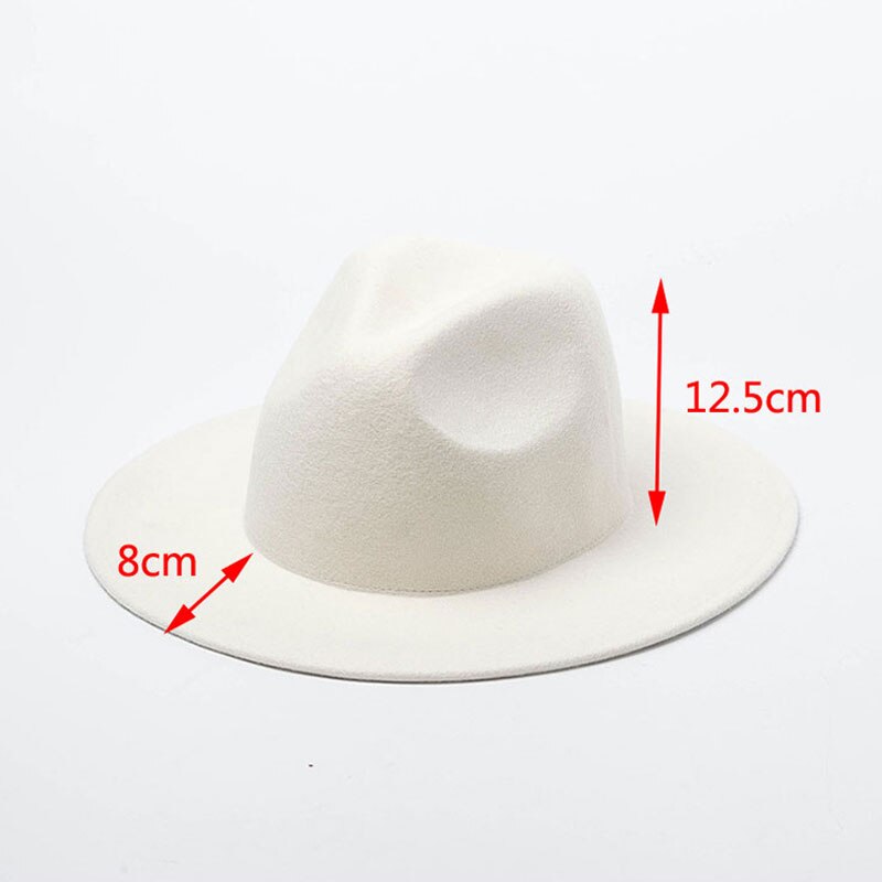 Elegant Wool Felt Hat White Wide Brim Fedoras For Wedding Church Hat Fedora Hat Lady Winter Floppy Sombrero Mujer Fascinator Cap