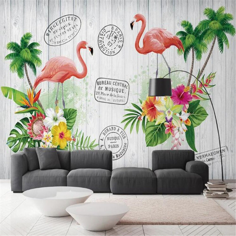 Milofi Factory Custom Wallpaper Wandbild 3D Nordic Paar Flamingo Kinderzimmer Hintergrundwand