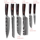 3/4/5/6/8/9Pcs/set Stainless Steel Damascus Pattern Chef Knives Set Kitchen Knife Set Butcher Boning Knife Vegetable Knives