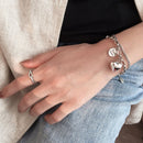 XIYANIKESilver Color Love Letter Heart Double Layer Bracelet Female Unique Design Thai Silver Retro Light Luxury Jewelry