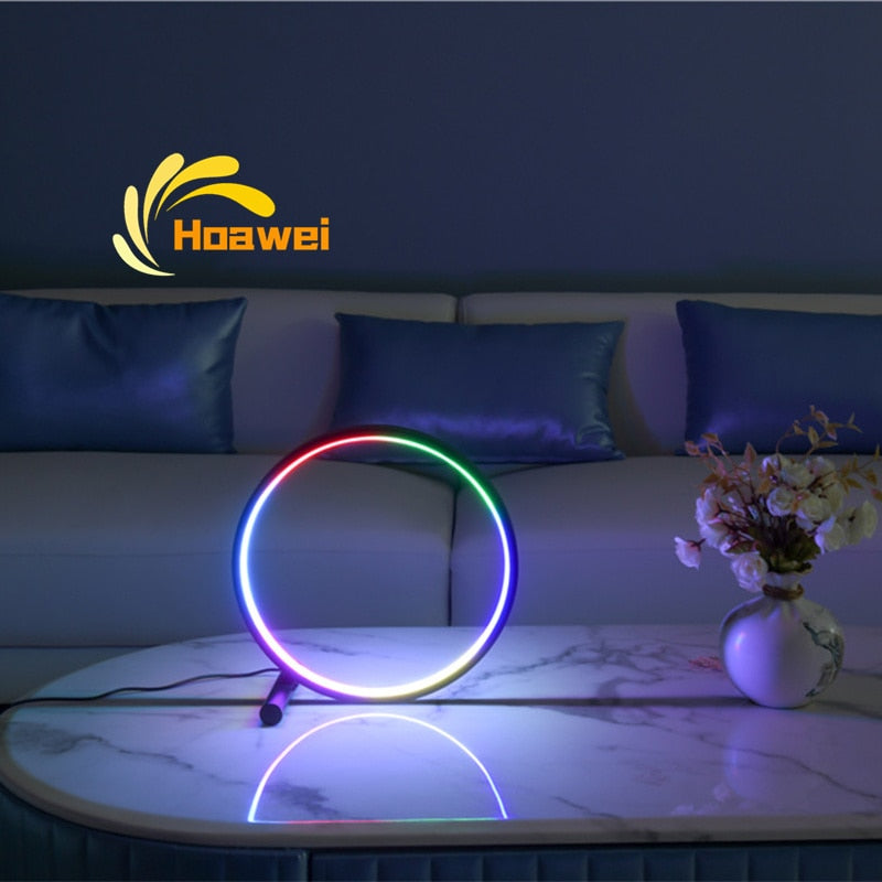 Nordic RGB Lamp Circle Led Table Lamp For Living room Bedroom Bedside indoor Lighting Table Lights For Home Decor Light Fixtures