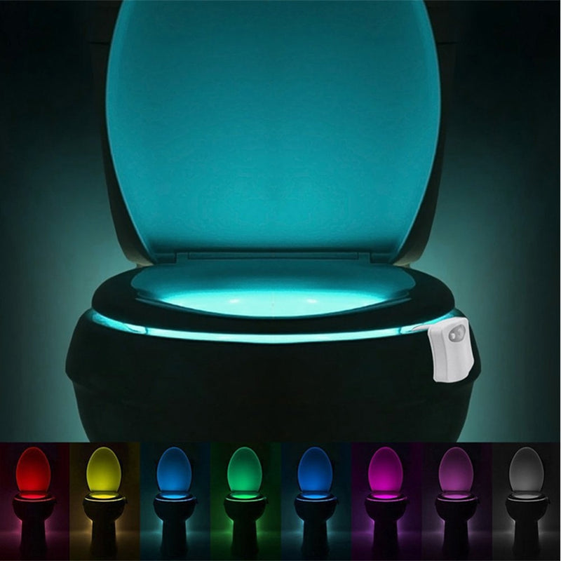 Sensor de movimiento PIR inteligente, luz nocturna para asiento de inodoro, 8 colores, resistente al agua, retroiluminación, inodoro, lámpara LED Luminaria, luz de WC para el hogar