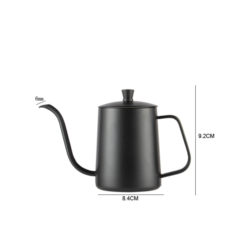 600ML Stainless Steel Mounting Bracket Hand Punch Pot Coffee Pots With Lid Drip Gooseneck Spout Long Mouth Coffee Kettle Teapot