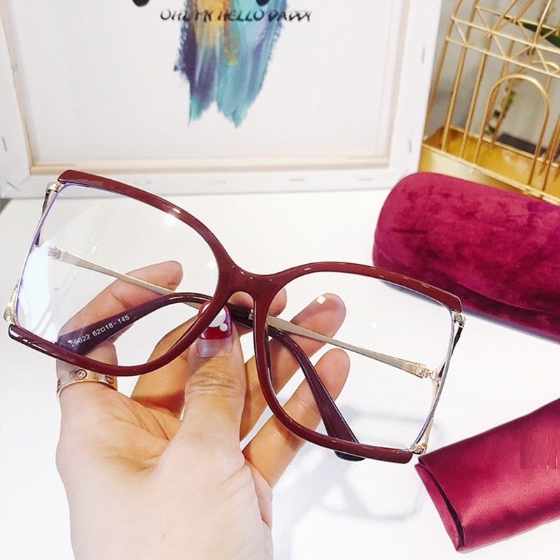 Red Square Clear Lens Glasses for Women Half Frame Fashion Glasses Frame Brand Design Decorative Eyewear oculos grau feminino